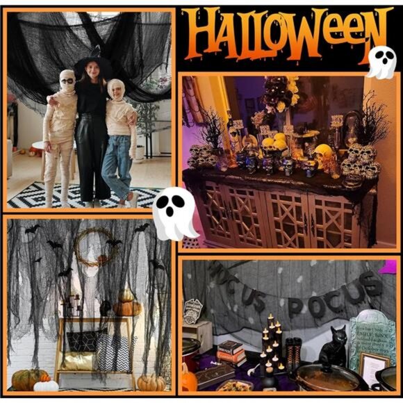 300 x 30 Inch Halloween Spooky Cloth - Black Large Size Halloween Creepy Cloth - Picture 7 of 8